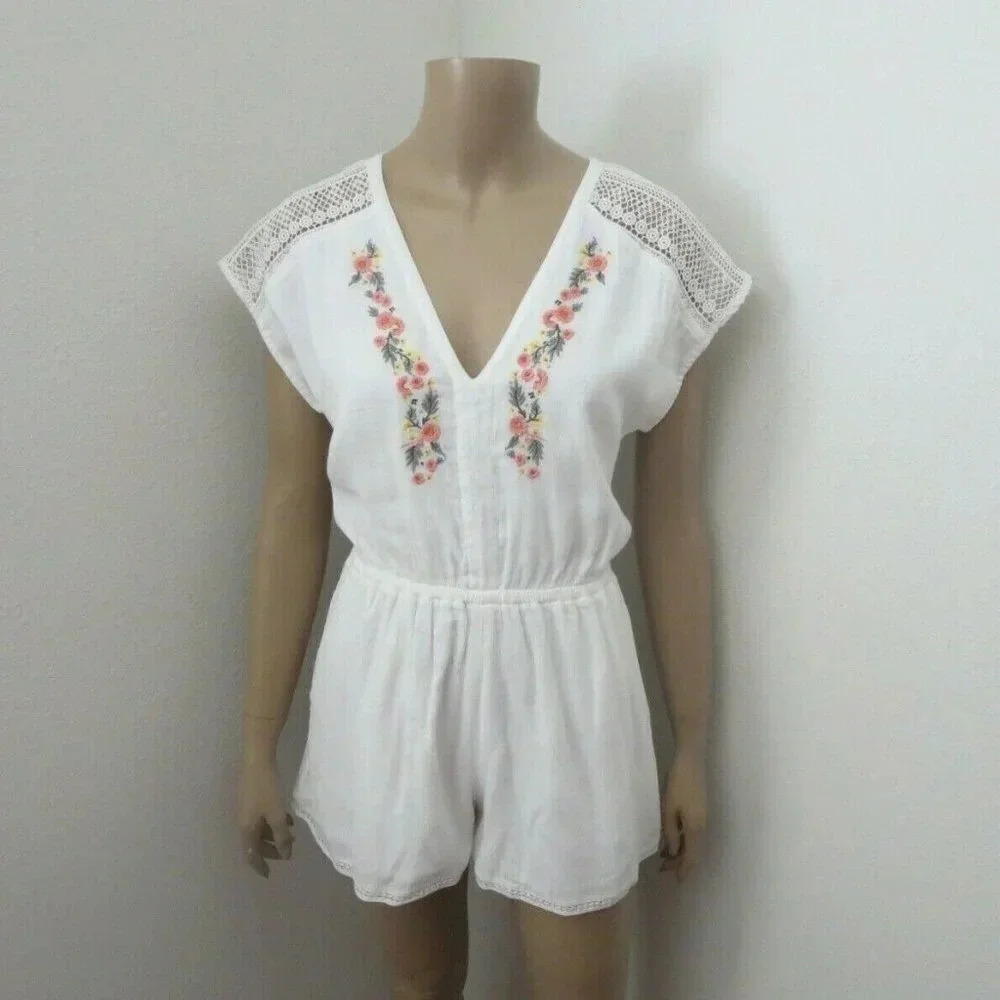 NWT Abercrombie Lace Pieced Dolman Romper XXS